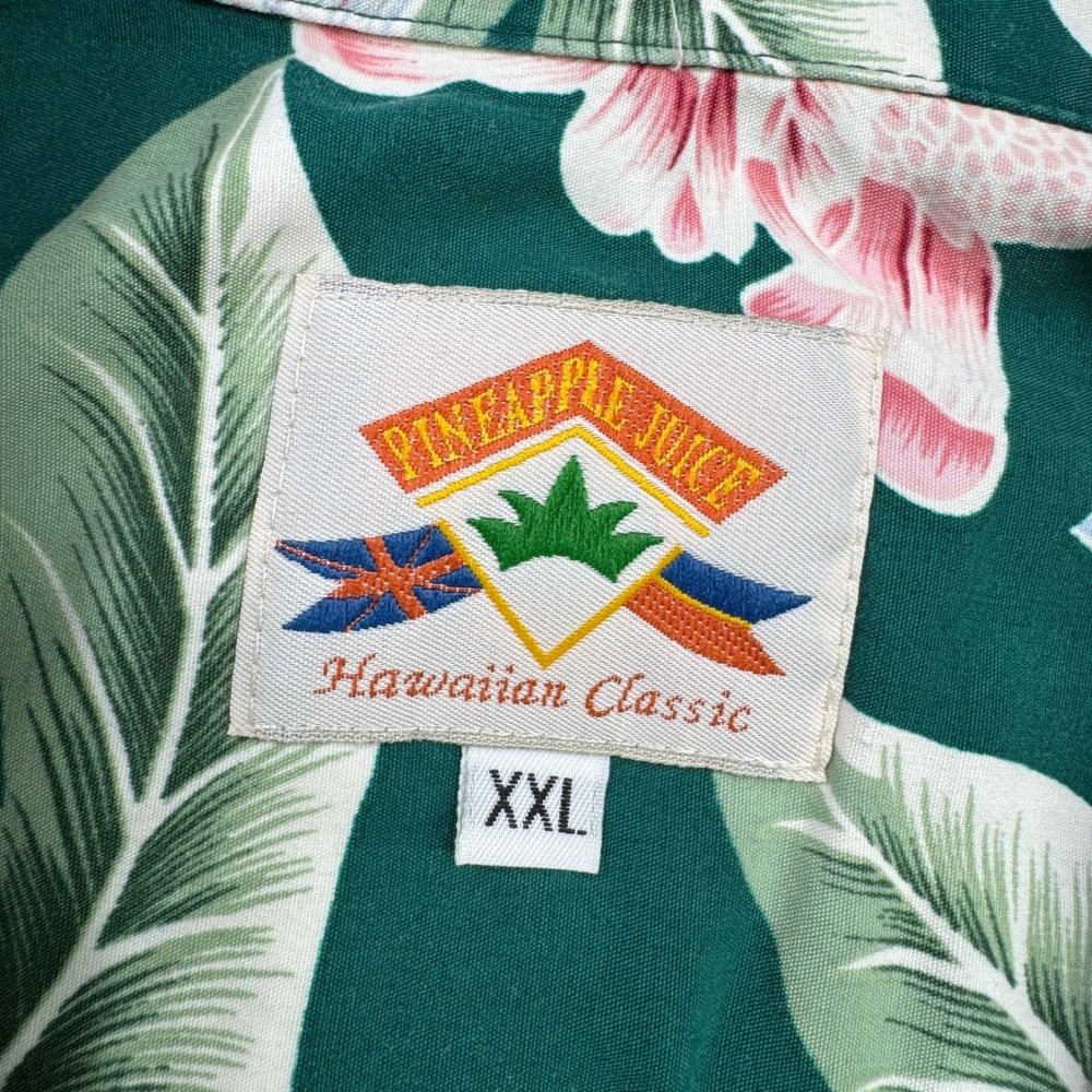Vintage Pineapple Juice Shirt Mens XXL Green 100% Rayon Hawaiian Aloha Camp VTG - Picture 4 of 9